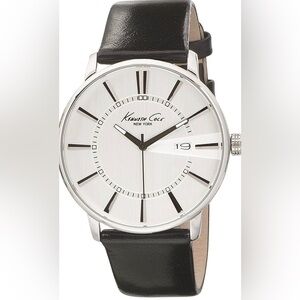 Kenneth Cole KC1610 Men's Classic Contemporary Round  Black Leather Strap Watch